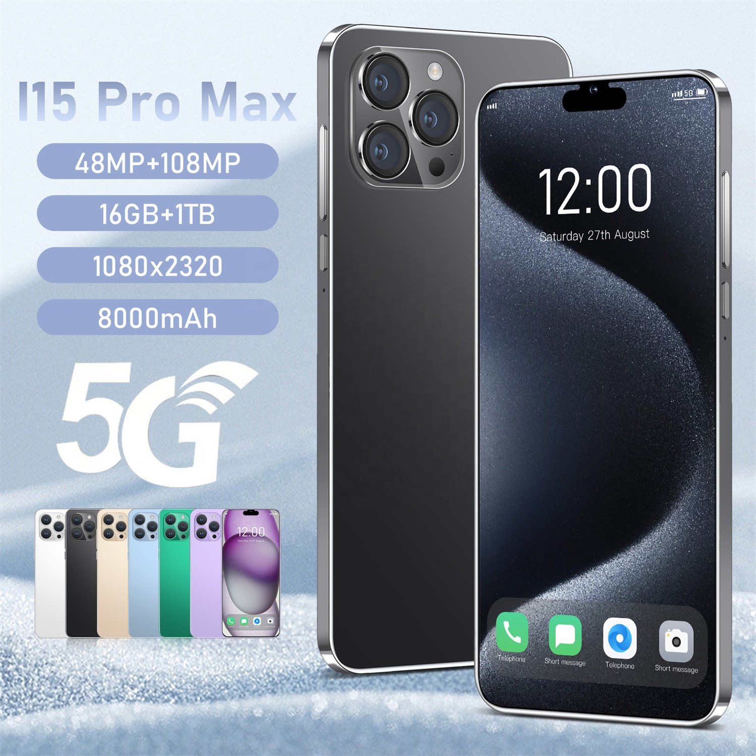 15 Pro Max 7.3inch Android 16gb+1tb Mobile Cell Phone Android 13 Smartphone Unlocked Mobile Phones For I15